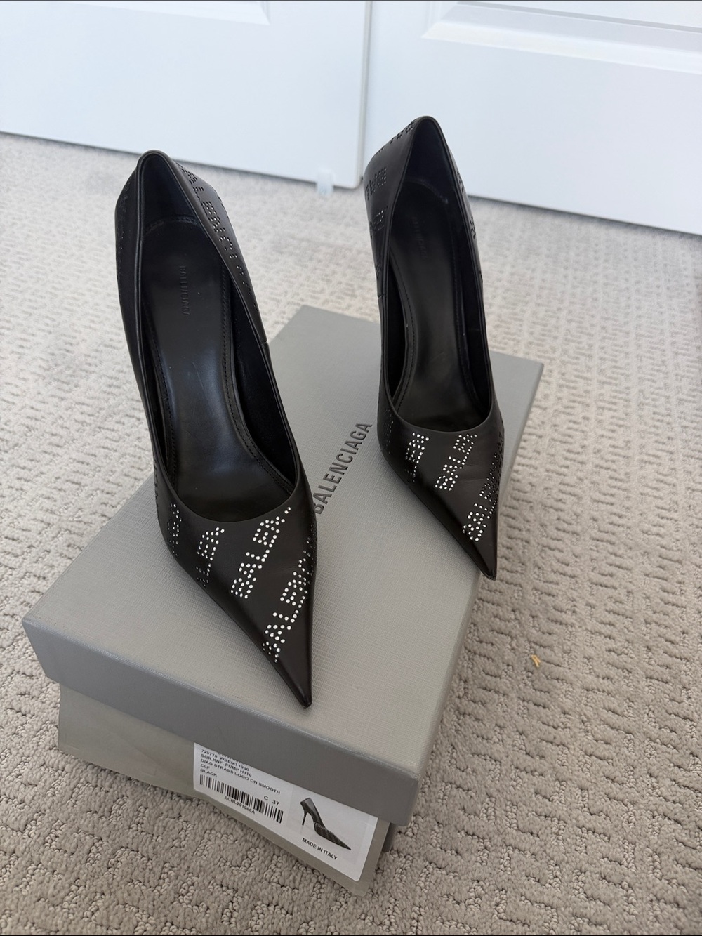 Balenciaga Black Studded Pointed Pumps